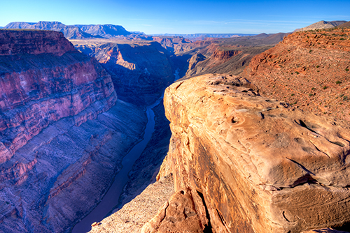 Sunrise at Toroweap Point, in Grand Canyon National Park, with Colorado River three quarters of a mile below.